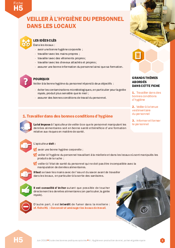 Veiller à l'hygiène du personnel dans les locaux