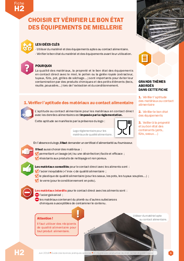 Choisir et vérifier le bon état des équipements de miellerie