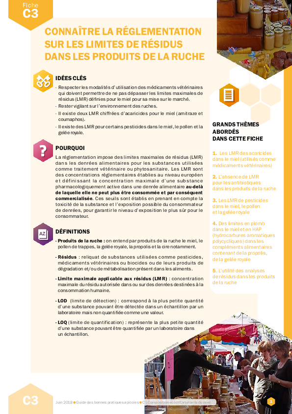 Connaître la réglementation sur les limites de résidus dans les produits de la ruche